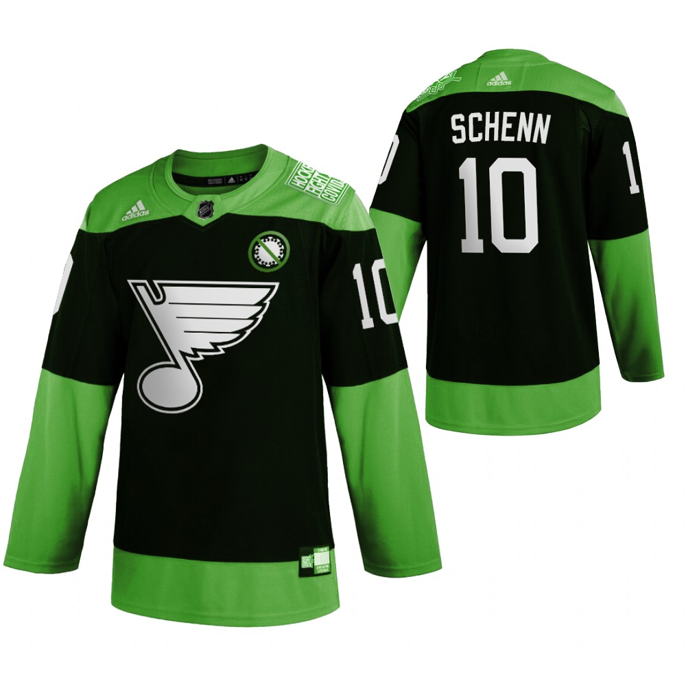 St. Louis Blues #10 Brayden Schenn Men Adidas Green Hockey Fight nCoV Limited NHL Jersey